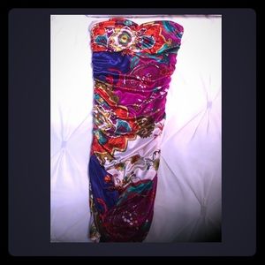 Colorful tube top mini Dress.